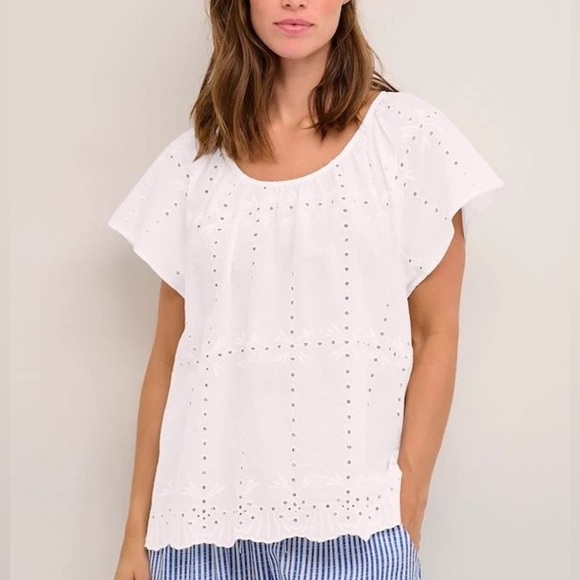 CREAM Eyelet White CRMOCCAMIA SHIRT Size 44 - Picture 1 of 13